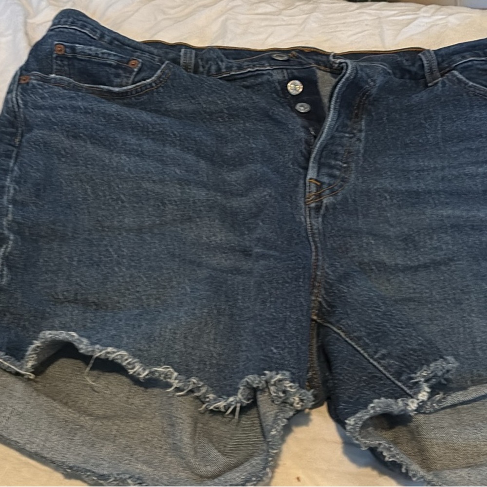 Signature by Levi Strauss Blue Jean Shorts with Frayed Hem